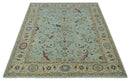 Traditional Aqua and Beige Hand knotted Oriental Oushak Custom Made wool Area Rug
