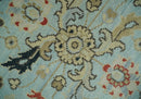Traditional Aqua and Beige Hand knotted Oriental Oushak Custom Made wool Area Rug