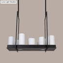 GobekUsa Traditional Barrel Frosted Glass Hanging Lamp - Black Island Pendant Light for Dining Room - 8/12/16 Lights