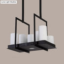 GobekUsa Traditional Barrel Frosted Glass Hanging Lamp - Black Island Pendant Light for Dining Room - 8/12/16 Lights
