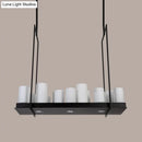 GobekUsa Traditional Barrel Frosted Glass Hanging Lamp - Black Island Pendant Light for Dining Room - 8/12/16 Lights