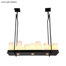 GobekUsa Traditional Barrel Frosted Glass Hanging Lamp - Black Island Pendant Light for Dining Room - 8/12/16 Lights