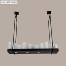 GobekUsa Traditional Barrel Frosted Glass Hanging Lamp - Black Island Pendant Light for Dining Room - 8/12/16 Lights