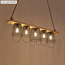 GobekUsa Traditional Barrel Metal Island Pendant Light with 5 Lights and Wood Accents for Dining Room