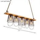 GobekUsa Traditional Barrel Metal Island Pendant Light with 5 Lights and Wood Accents for Dining Room