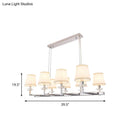 GobekUsa Traditional Barrel Pendant Light Fixture with Fabric Shades - Chrome Finish, 6/8 Lights - Dining Room Hanging Lamp Kit