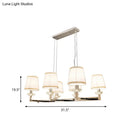 GobekUsa Traditional Barrel Pendant Light Fixture with Fabric Shades - Chrome Finish, 6/8 Lights - Dining Room Hanging Lamp Kit