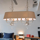 GobekUsa Traditional Flaxen Fabric Pendant Lamp with Crystal Accents - 8-Light Island Hanging Fixture