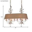 GobekUsa Traditional Flaxen Fabric Pendant Lamp with Crystal Accents - 8-Light Island Hanging Fixture