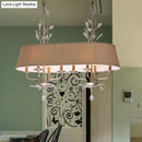 GobekUsa Traditional Flaxen Fabric Pendant Lamp with Crystal Accents - 8-Light Island Hanging Fixture