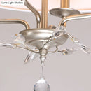 GobekUsa Traditional Flaxen Fabric Pendant Lamp with Crystal Accents - 8-Light Island Hanging Fixture
