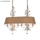 GobekUsa Traditional Flaxen Fabric Pendant Lamp with Crystal Accents - 8-Light Island Hanging Fixture