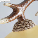 GobekUsa Traditional Bell Ceiling Lamp: 2-Bulb Bedroom Island Light Fixture with Antler Arm in Flaxen Fabric