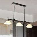 GobekUsa Traditional Black Island Light Fixture with 3 Frosted Glass Cone Pendants