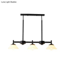 GobekUsa Traditional Black Island Light Fixture with 3 Frosted Glass Cone Pendants