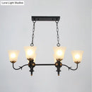 GobekUsa 6-Light Traditional Bell Pendant Ceiling Lamp in Black with White Glass Shades - Ideal for Dining Room