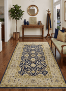 Black and Olive Wool Area Rug 5x8 - Hand Tufted Traditional Style