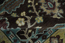 Traditional Black, Beige and Blue Antique Style Hand knotted Wool Area Rug