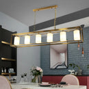 GobekUsa Traditional Black/Brass Island Pendant Light with Opal Glass - 5/6 Lights