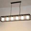 GobekUsa Traditional Black/Brass Island Pendant Light with Opal Glass - 5/6 Lights
