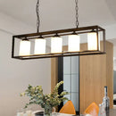 GobekUsa Traditional Black/Brass Island Pendant Light with Opal Glass - 5/6 Lights