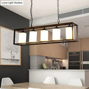 GobekUsa Traditional Black/Brass Island Pendant Light with Opal Glass - 5/6 Lights