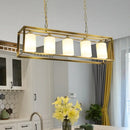 GobekUsa Traditional Black/Brass Island Pendant Light with Opal Glass - 5/6 Lights