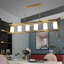 GobekUsa Traditional Black/Brass Island Pendant Light with Opal Glass - 5/6 Lights
