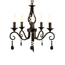 GobekUsa Crystal Pendant Chandelier Light for Home and Bedroom - Black Iron Ceiling Lamp