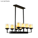 GobekUsa Traditional Black Cylinder Island Pendant Light with 8/12 Clear Glass Bulbs - Dining Room Lighting Fixture Kit