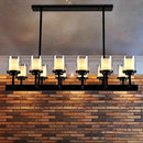 GobekUsa Traditional Black Cylinder Island Pendant Light with 8/12 Clear Glass Bulbs - Dining Room Lighting Fixture Kit
