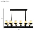 GobekUsa Traditional Black Cylinder Island Pendant Light with 8/12 Clear Glass Bulbs - Dining Room Lighting Fixture Kit