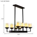 GobekUsa Traditional Black Cylinder Island Pendant Light with 8/12 Clear Glass Bulbs - Dining Room Lighting Fixture Kit