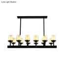 GobekUsa Traditional Black Cylinder Island Pendant Light with 8/12 Clear Glass Bulbs - Dining Room Lighting Fixture Kit