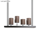GobekUsa Traditional Black Cylinder Island Light Fixture: Fabric Pendant with Metal Linear Shelf - 4-Bulb Dining Room Hanging