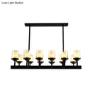 GobekUsa Traditional Black Cylinder Island Pendant Light with 8/12 Clear Glass Bulbs - Dining Room Lighting Fixture Kit