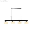 GobekUsa 4-Light Traditional Drum Island Pendant in Black for Dining Room with White Glass Shades