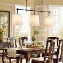 GobekUsa Traditional Black/Gold Fabric Pendant Lighting - 3 Lights Barrel Island Light for Dining Room