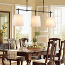 GobekUsa Traditional Black/Gold Fabric Pendant Lighting - 3 Lights Barrel Island Light for Dining Room