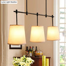 GobekUsa Traditional Black/Gold Fabric Pendant Lighting - 3 Lights Barrel Island Light for Dining Room