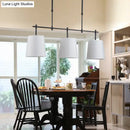 GobekUsa Traditional Black/Gold Fabric Pendant Lighting - 3 Lights Barrel Island Light for Dining Room