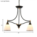 GobekUsa Traditional White Glass Barrel Pendant Light with 2 Lights - Black Island Hanging Lamp