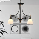 GobekUsa Traditional White Glass Barrel Pendant Light with 2 Lights - Black Island Hanging Lamp