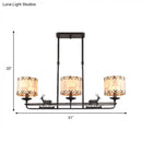 GobekUsa Traditional Black Island Hanging Lamp with 3 Barrel Fabric Shades for Dining Room Lighting