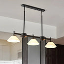 GobekUsa Traditional Black Island Light Fixture with 3 Frosted Glass Cone Pendants