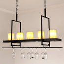 GobekUsa Traditional Black Marble Pendant Light with Metal Wine Glass Rack - 3/5 Heads Cylinder Island Fixture