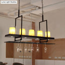 GobekUsa Traditional Black Marble Pendant Light with Metal Wine Glass Rack - 3/5 Heads Cylinder Island Fixture