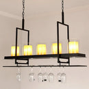 GobekUsa Traditional Black Marble Pendant Light with Metal Wine Glass Rack - 3/5 Heads Cylinder Island Fixture