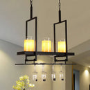 GobekUsa Traditional Black Marble Pendant Light with Metal Wine Glass Rack - 3/5 Heads Cylinder Island Fixture