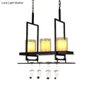 GobekUsa Traditional Black Marble Pendant Light with Metal Wine Glass Rack - 3/5 Heads Cylinder Island Fixture